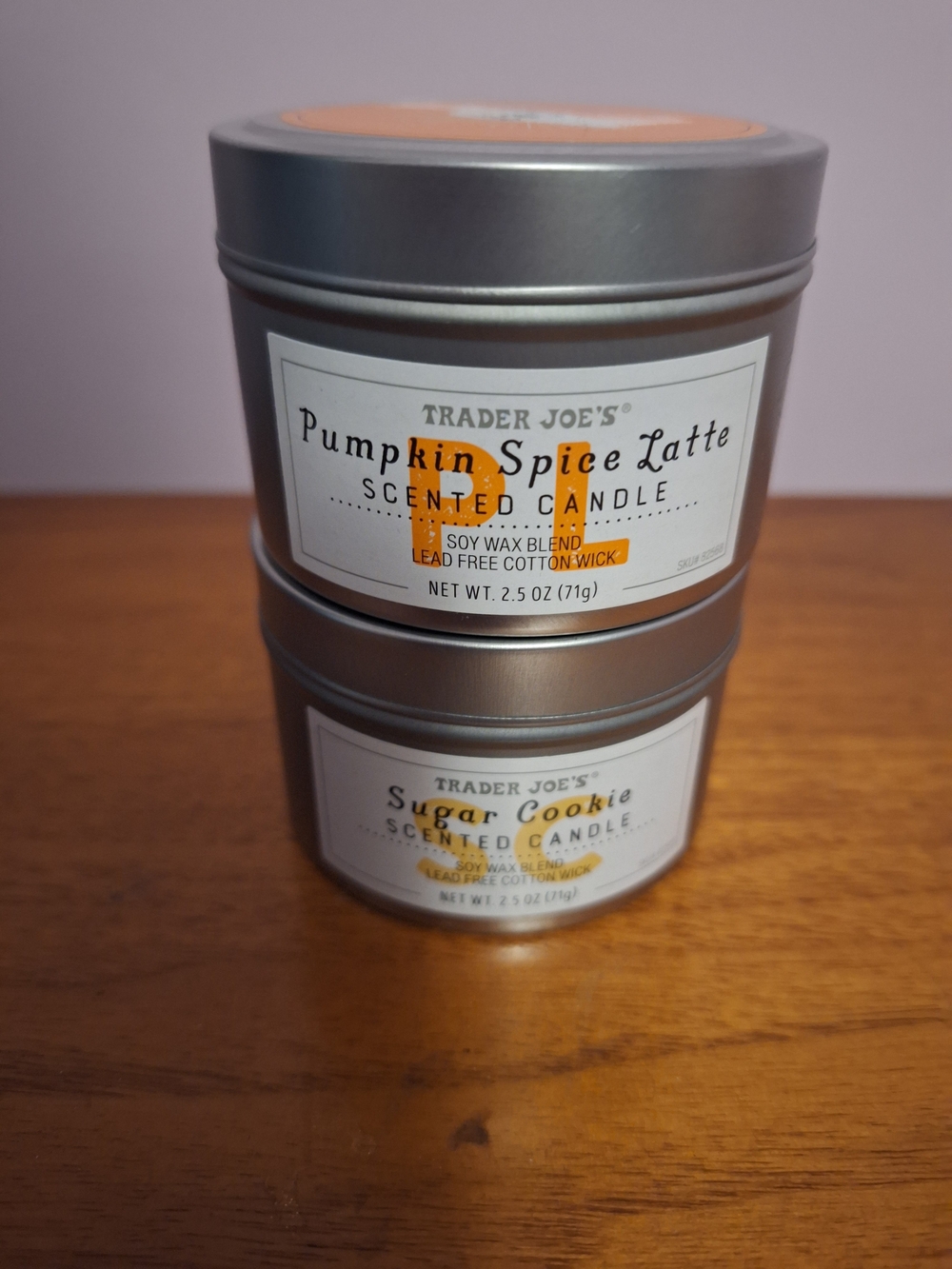 Brand NEW! Trader Joes Small Candle Bundle.  Pumpkin Spiced Latte & Sugar Cookie